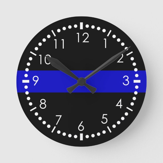 Horloge Ronde Ligne bleue mince (Recto)
