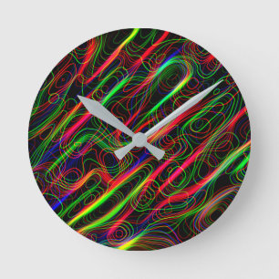 Horloge Ronde Lignes multicolores néon