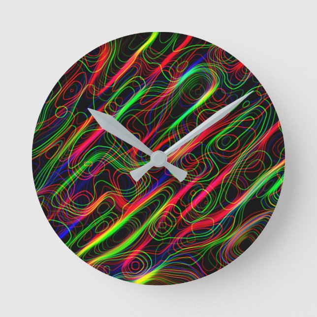 Horloge Ronde Lignes multicolores néon (Recto)