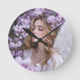 Horloge Ronde Lilac Dreams - Serene Spring Angel