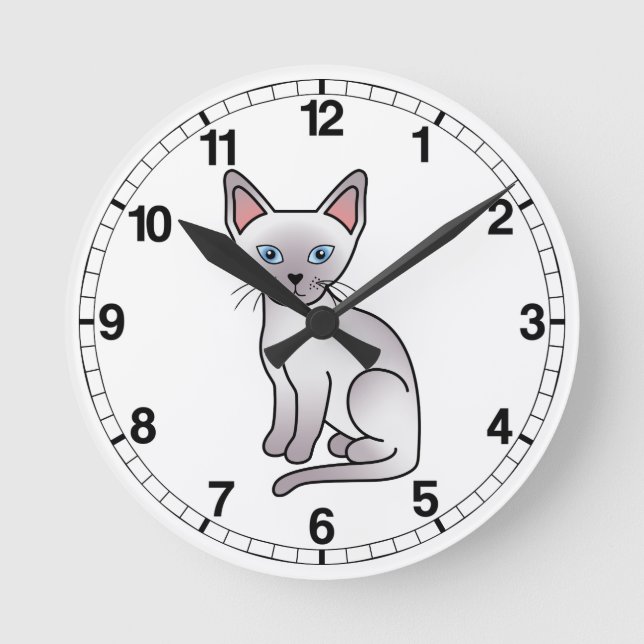 Horloge Ronde Lilac Point Siamese Reproduisent Dessin de chat de (Recto)