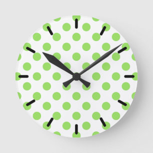 Horloge Ronde Lime et pois blancs