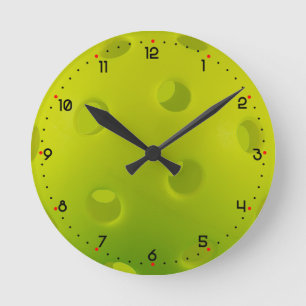 Horloge Ronde Lime vert réel pickball 24 heures sur 24