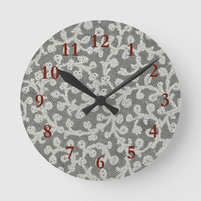 Horloge Ronde Linge de dentelle mariage blanc classique jolie (Recto)