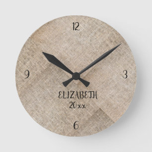 Horloge Ronde Linge personnalisé Faux Beige