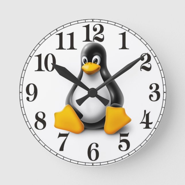 Horloge Ronde Linux Tux le pingouin (Recto)