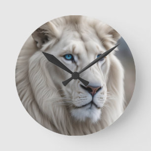 Horloge Ronde Lion blanc