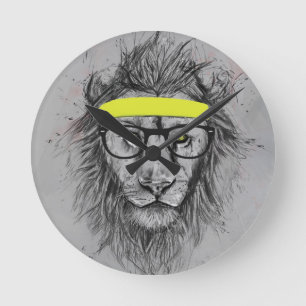 Horloge Ronde Lion de hippie