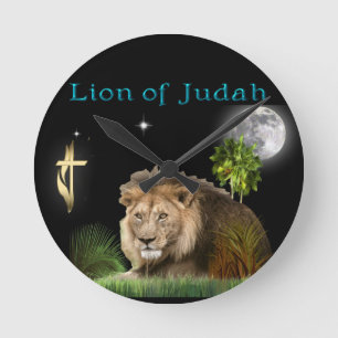 Horloge Ronde Lion de Juda dons et vêtements chrétiens