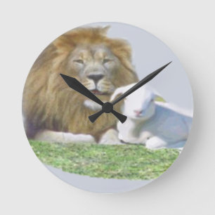 Horloge Ronde Lion et agneau