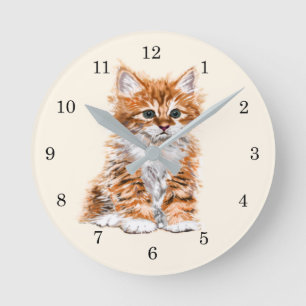 Horloge Ronde Little Kitten Wall Clock - Sweety
