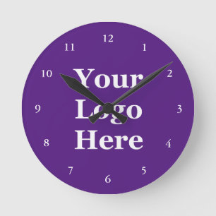 Horloge Ronde Logo d'entreprise Royal violet et Modèle blanc