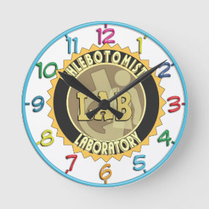 HORLOGE RONDE LOGO D'INSIGNE DE LABORATOIRE DE PHLEBOTOMIST