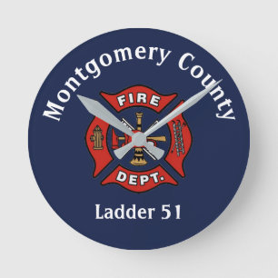 Horloge Ronde Logo du service d'incendie personnalisé