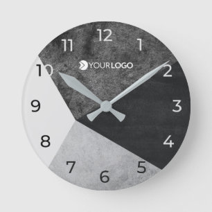 Horloge Ronde Logo personnalisé moderne géométrique noir et gris
