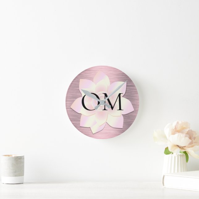 Horloge Ronde Lotus OM élégant rose (Maison)