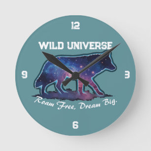 Horloge Ronde Loup de la galaxie solitaire Silhouette (univers s