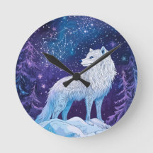 "Loup en hiver sous un ciel nocturne étoilé"