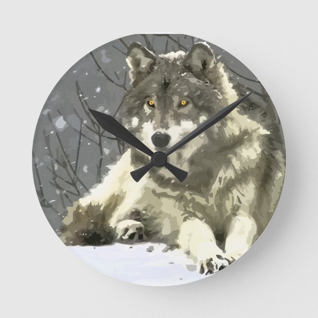 Horloge Ronde Loup gris (Recto)