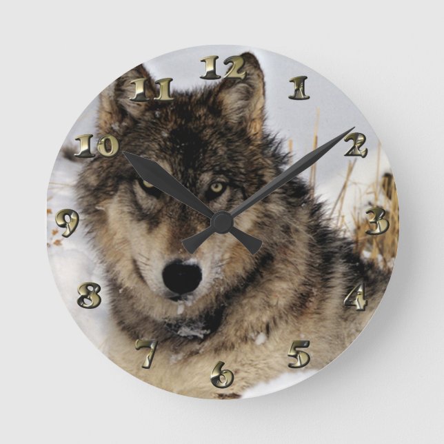 Horloge Ronde Loup gris ou loup de bois de construction (Recto)