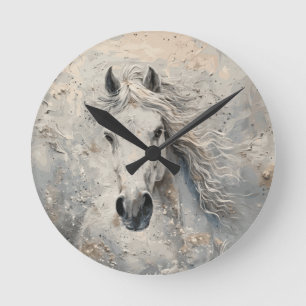 Horloge Ronde Louveur de Cheval d'or blanc