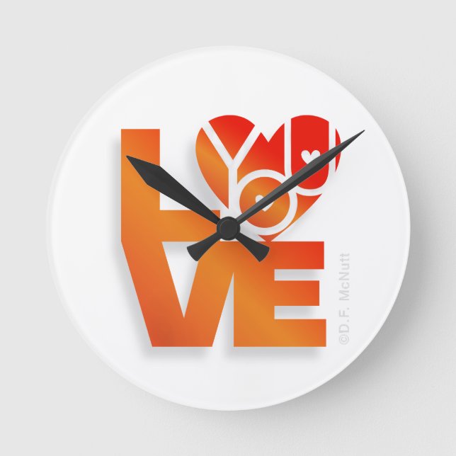 Horloge Ronde Love You Clock by Lover's Heart® Designs (Recto)