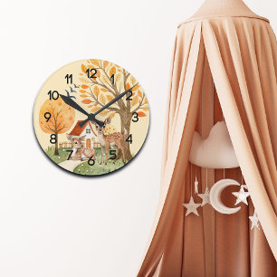 Horloge Ronde Lovely Woodland Deer Campagne Home Nursery