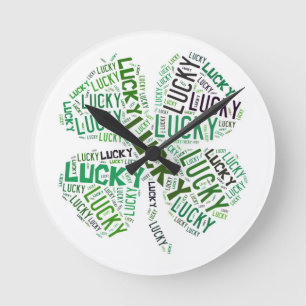 Horloge Ronde Lucky Clover Word