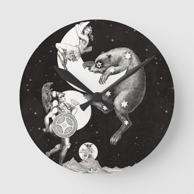 Horloge Ronde Lune céleste ciel Univers Dieu Nuit Illustration (Recto)
