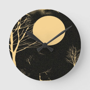 Horloge Ronde Lune vintage La Nuit Art 2
