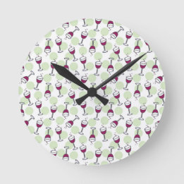 Horloge Ronde Lunettes de vin rouge Illustration Mur Motif