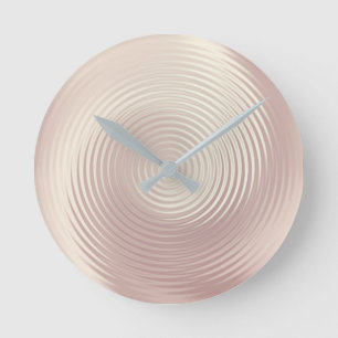 Horloge Ronde Luxe rose nacré d'or de cercles métalliques