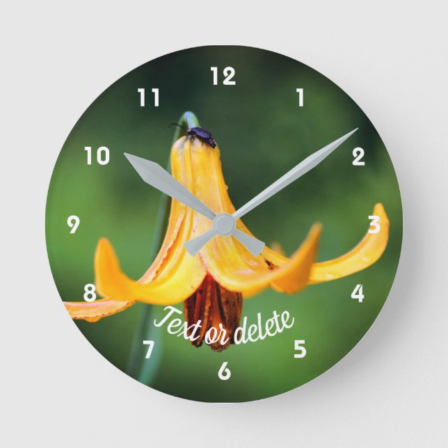 Horloge Ronde Lys de Canada sauvage avec insectes personnalisés (Recto)
