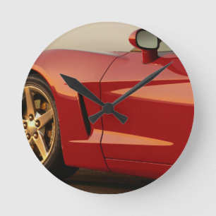 Horloge Ronde Ma Corvette rouge