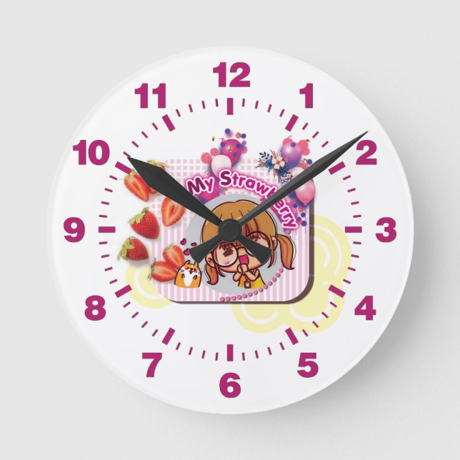 Horloge Ronde Ma fraise à l'horloge (Recto)