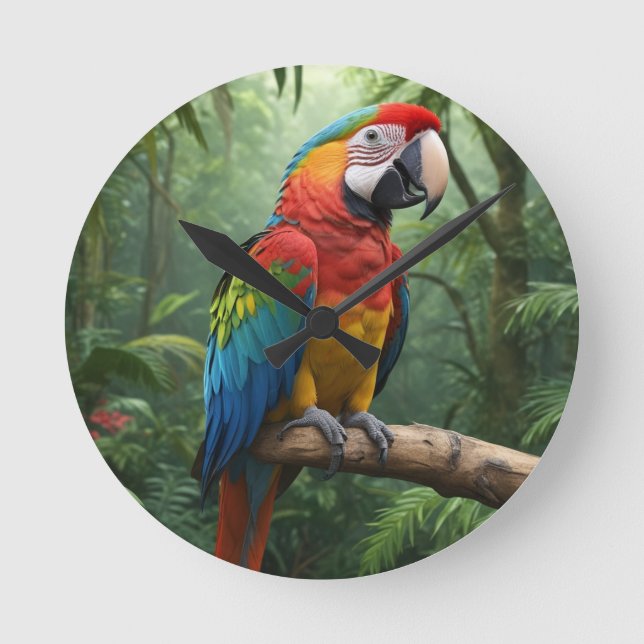 Horloge Ronde Macaw Parrot (Recto)