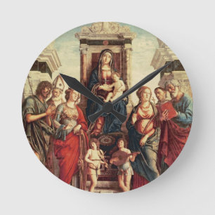 Horloge Ronde Madonna et enfant avec des saints