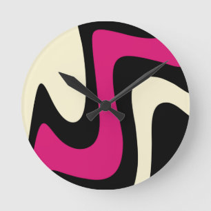 Horloge Ronde Magenta Beige