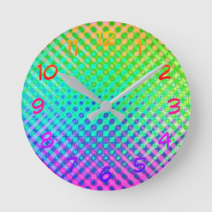 Horloge Ronde Magenta Purple Bleu Vert Jaune Rose