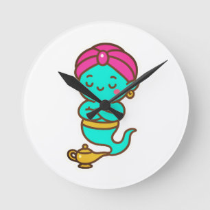Horloge Ronde Magique Kawaii Djinn - Neon Spirit