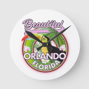 Horloge Ronde Magnifique logo de voyage Miami Orlando