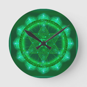 Horloge Ronde Magnifique Mandala Vert pour un Vibey Santé à Temp