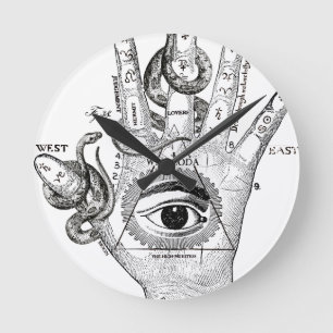 Horloge Ronde Main de serpent de boussole de Wellcoda Illuminati