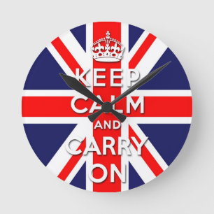 Horloge Ronde maintenez calme et continuez le drapeau d'Union