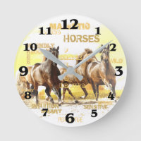 Major Horses Round Wall Clock