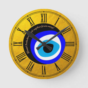 Horloge Ronde Malin Oeil Talisman & Arabe Amulet /Grec Béni