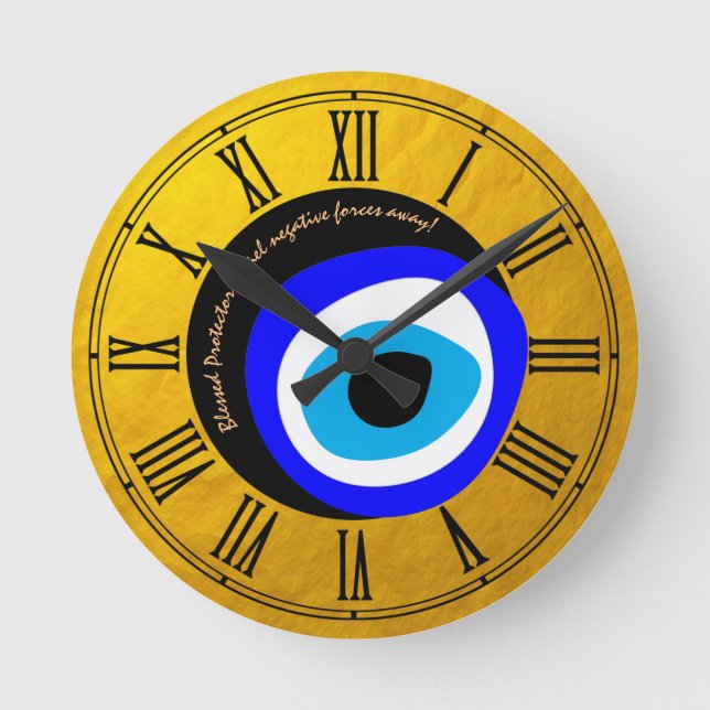 Horloge Ronde Malin Oeil Talisman & Arabe Amulet /Grec Béni (Recto)