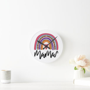 Horloge Ronde Mama Leopard Rainbow