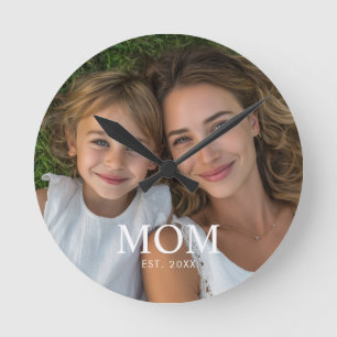 Horloge Ronde Maman a établi une photo de script blanc moderne 