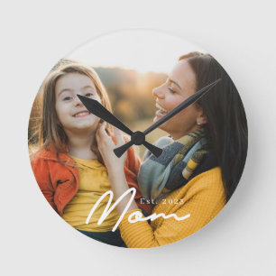 Horloge Ronde Maman a établi une photo de script blanc moderne